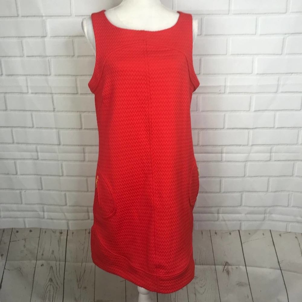 CB Shift Dress Coral Zip Pocket Sleeveless Quilted Size 12